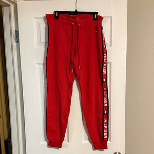 Tommy Hilfiger Red Joggers with Side Branding